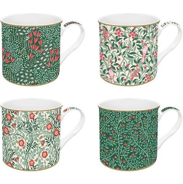 Set de 4 mugs 30cl en pocelaine fine floral fantasy