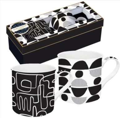 Coffret 2 mugs 30cl en porcelaine fine, grafitti