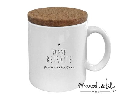 Mug "Bonne retraite bien méritée" avec son couvercle en liège