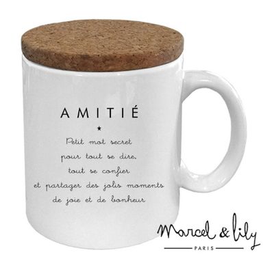Mug avec son couvercle en liège "AMITIE"