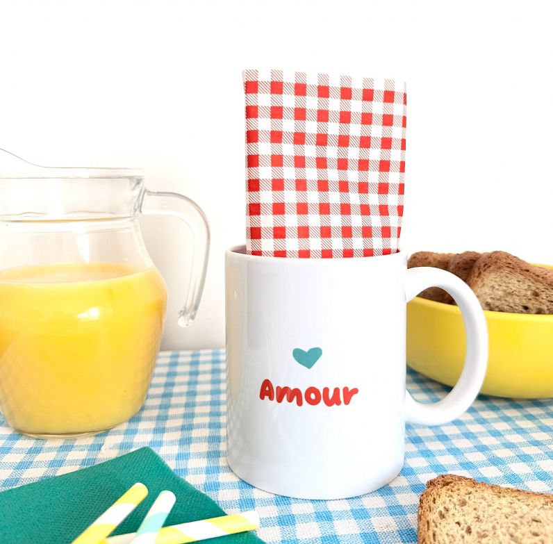 Mug Pop avec son couvercle en liège "Amour"