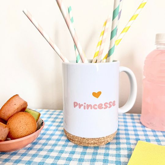 Mug Pop avec son couvercle en liège "Princesse"