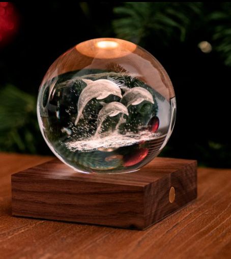 Lampe crystal dauphins bondissants