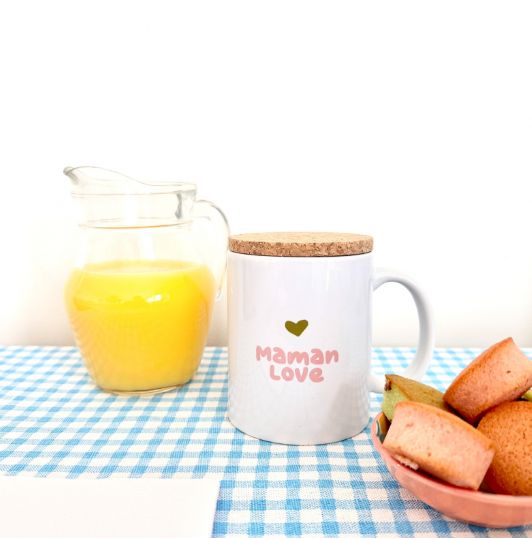 Mug Pop avec son couvercle en liège "Maman Love"