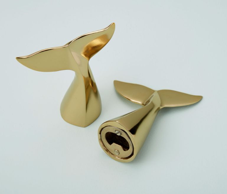 Décapsuleur queue de baleine doré