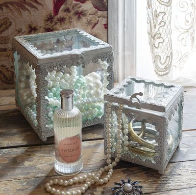 Boîte à bijoux carrée Précieuse en métal blanchi - Petit modèle