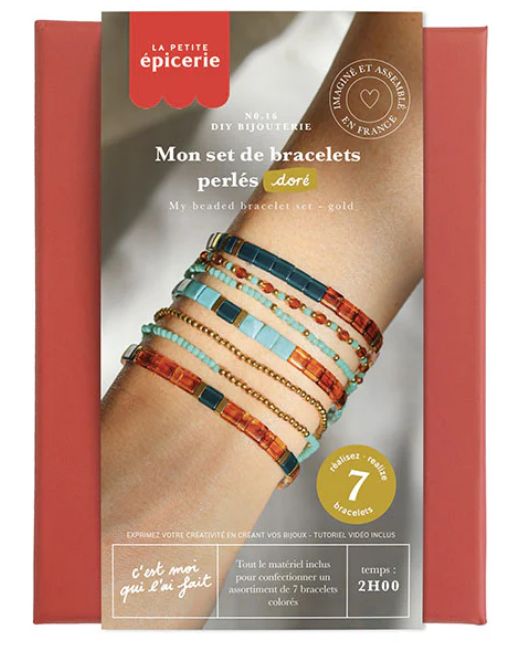 Kit DIY Bijouterie - Mon set de bracelets perlés - Doré