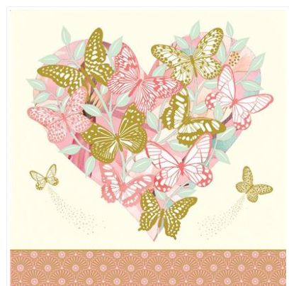 Carte coeur avec papillons