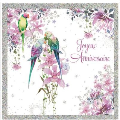 Carte d'anniversaire perruches