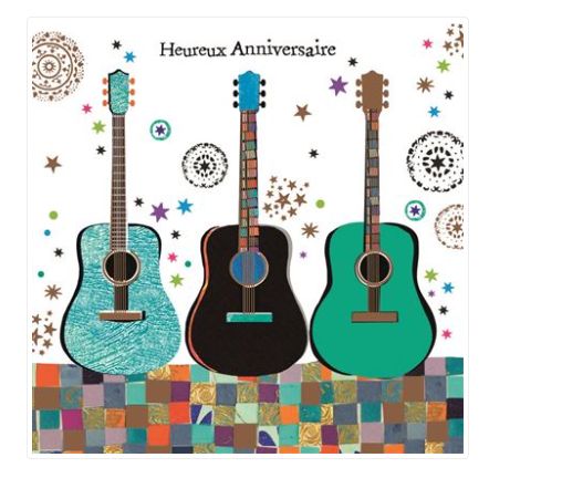 Carte d'anniversaire guitares