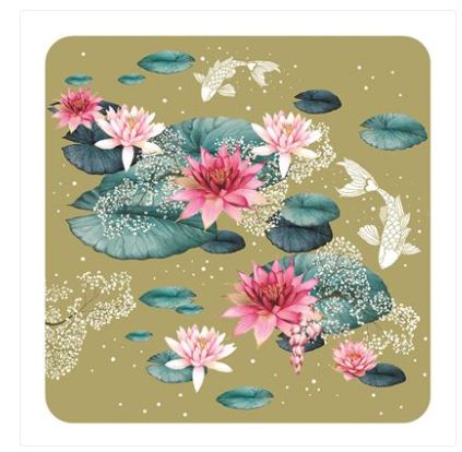 Carte d'anniversaire carpe koi et lotus