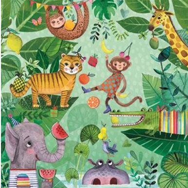 Carte d'anniversaire enfant les animaux de la jungle