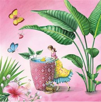 Carte d'anniversaire femme avec grand vase