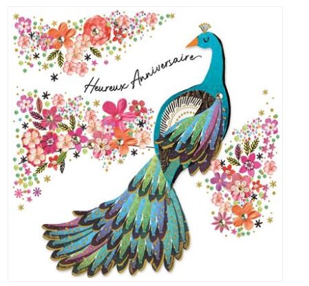 Carte d'anniversaire paon