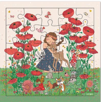 Carte puzzle joyeux anniversaire princesse coquelicots