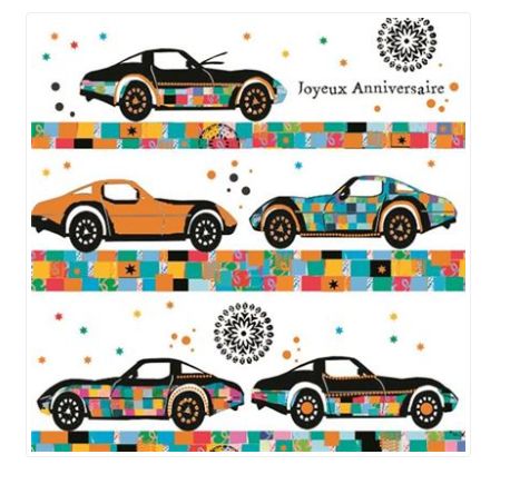 Carte d'anniversaire voitures de courses
