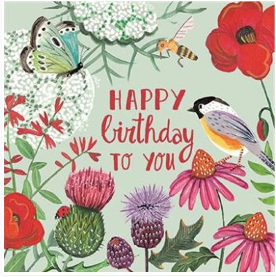 Carte d'anniversaire happy birthday floral