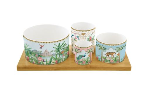 Ensemble apéritif 4 blos et un plateau en bambou, Paradis sauvage