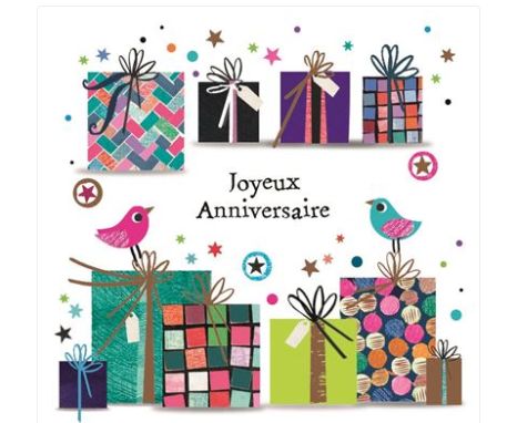 Carte d'anniversaire montagne de cadeaux