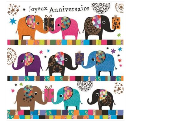 Carte d'anniversaire éléphants