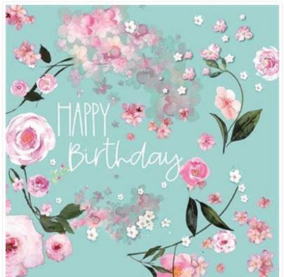 Carte d'anniversaire fleurs roses en couronne
