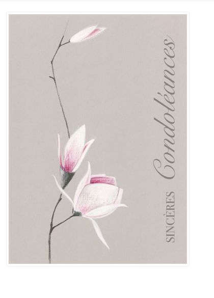 Carte de deuil fleurs roses