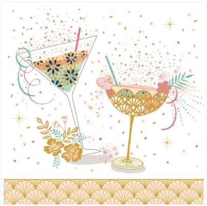 Carte d'anniversaire  verres à cocktail