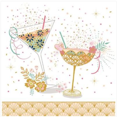 Carte d'anniversaire  verres à cocktail