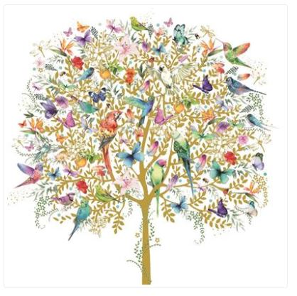 Carte d'anniversaire arbre à oiseaux
