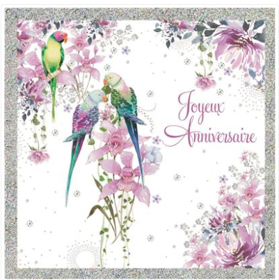 Carte d'anniversaire perruches