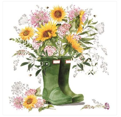 Carte d'anniversaire tournesol dans une botte