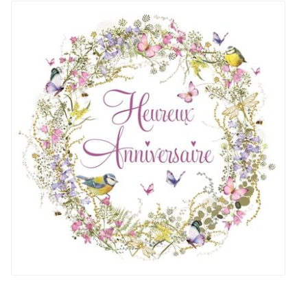 Carte d'anniversaire couronne de fleurs