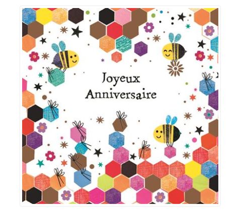 Carte d'anniversaire petites abeilles