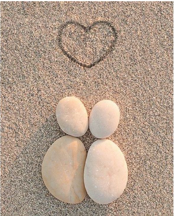 Carte d'anniversaire galets couples et coeur