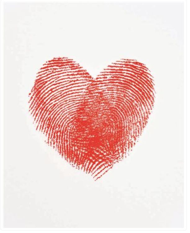 Carte coeur empreinte