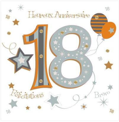 Carte anniversaire 18 ans