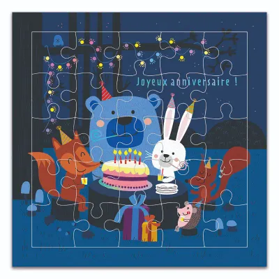Carte puzzle joyeux anniversaire