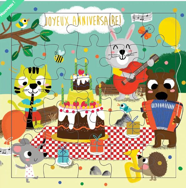 Carte puzzle anniversaire en musique