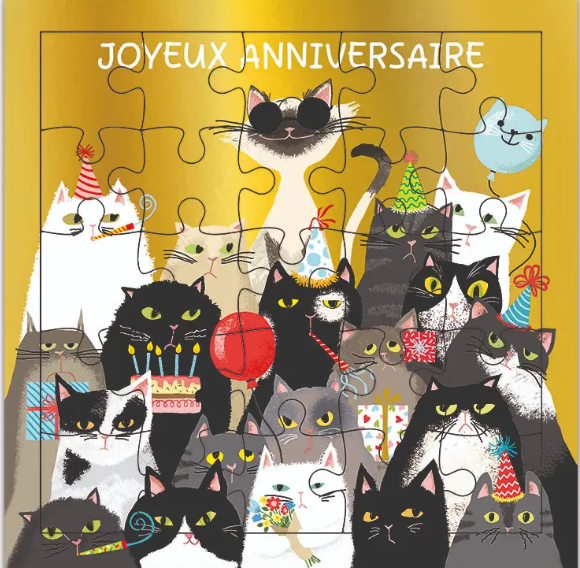 Carte puzzle anniversaire matous