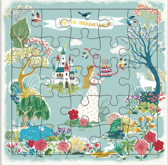 Carte puzzle joyeux anniversaire princesse