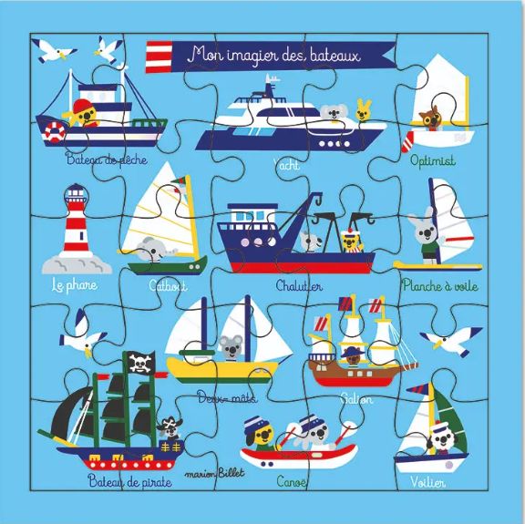 Carte puzzle joyeux anniversaire imagier des bateaux