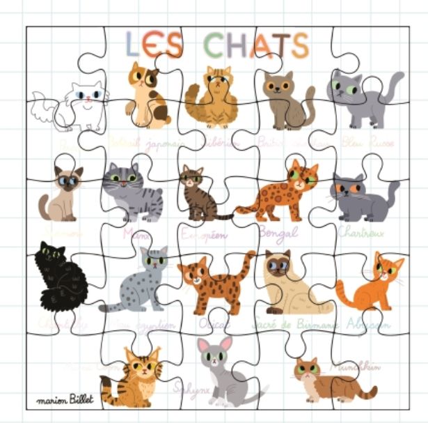 Carte puzzle joyeux anniversaire les chats