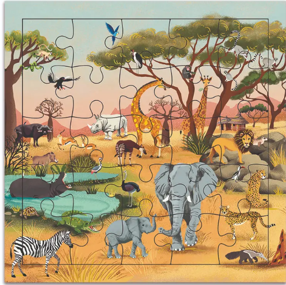Carte puzzle joyeux anniversaire savane