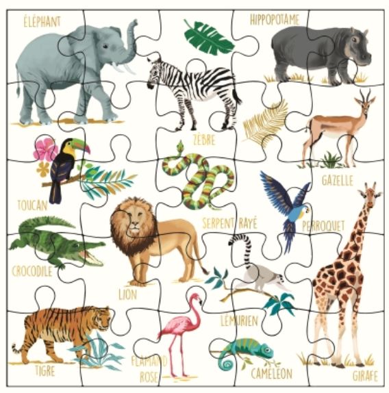 Carte puzzle joyeux anniversaire imagier de la savane
