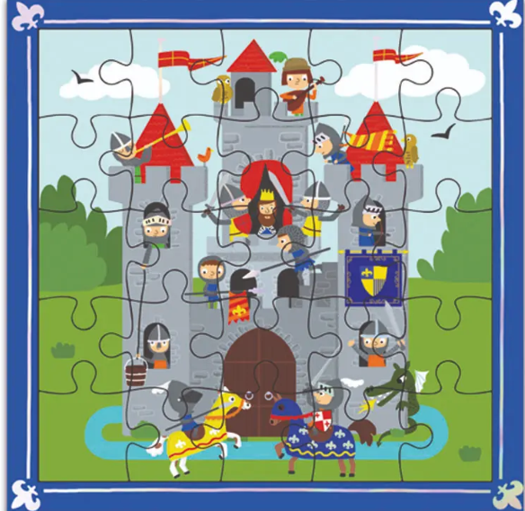 Carte puzzle joyeux anniversaire les chevaliers