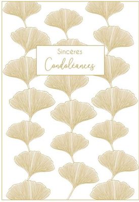 Carte sincères condoléances feuilles de gingko
