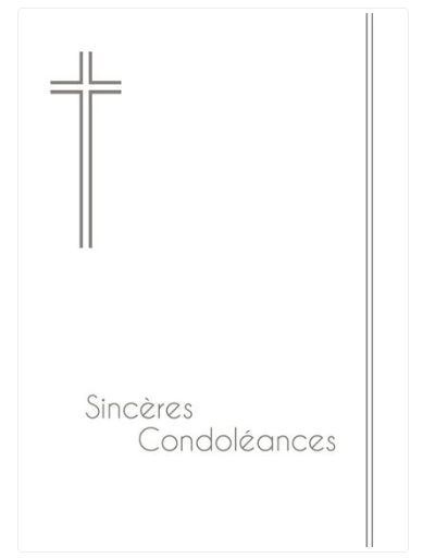 Carte sincères condoléances avec la croix