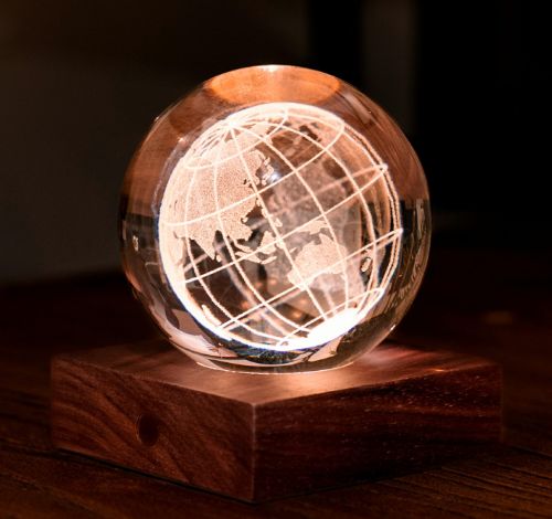 Lampe crystal globe terrestre