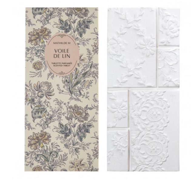 Tablette parfumée secret d'armoire, voile de lin