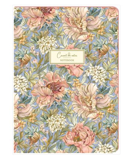 Carnet texturé motif pivoines et fleurs